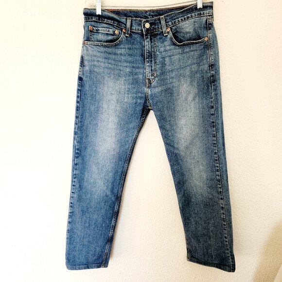 Levis 505 Mens Jeans 34x28 Straight Leg Relaxed Fit Blue Medium Wash Vintage - Picture 1 of 13